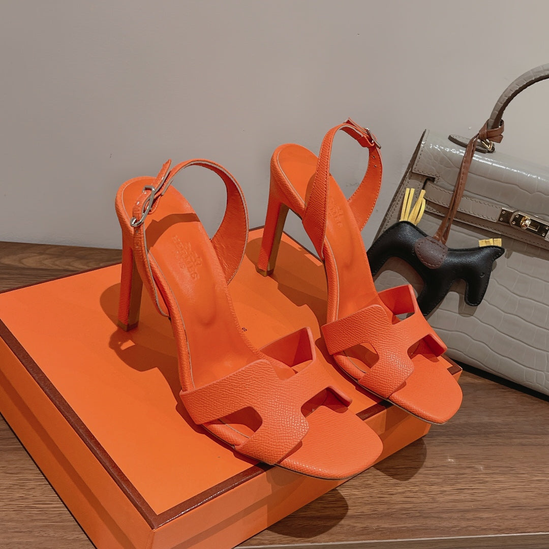 SLINGBACK SANDAL ETERNITE 105 ORANGE LAMBSKIN - 35