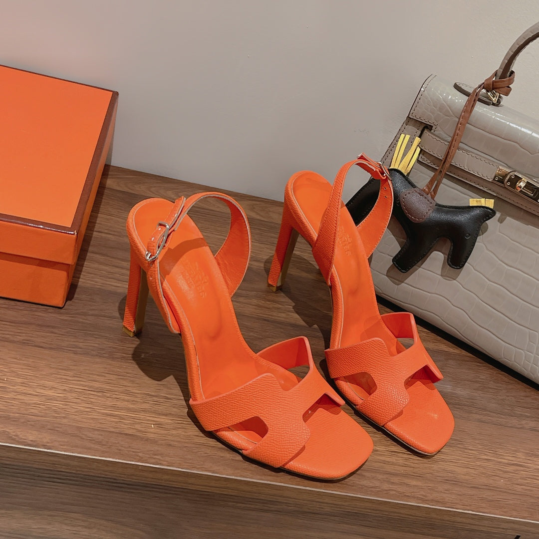 SLINGBACK SANDAL ETERNITE 105 ORANGE LAMBSKIN - 35