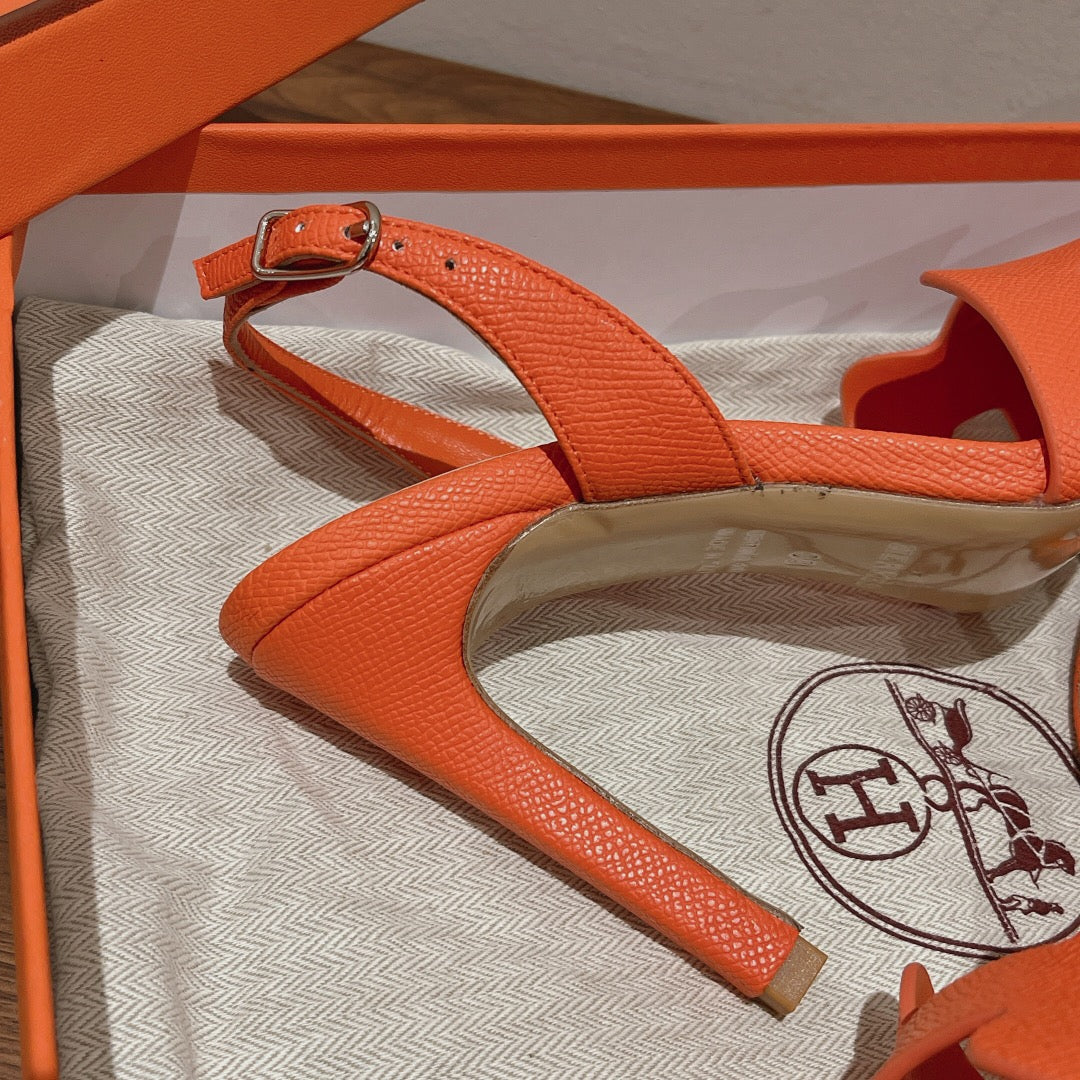 SLINGBACK SANDAL ETERNITE 105 ORANGE LAMBSKIN - 35