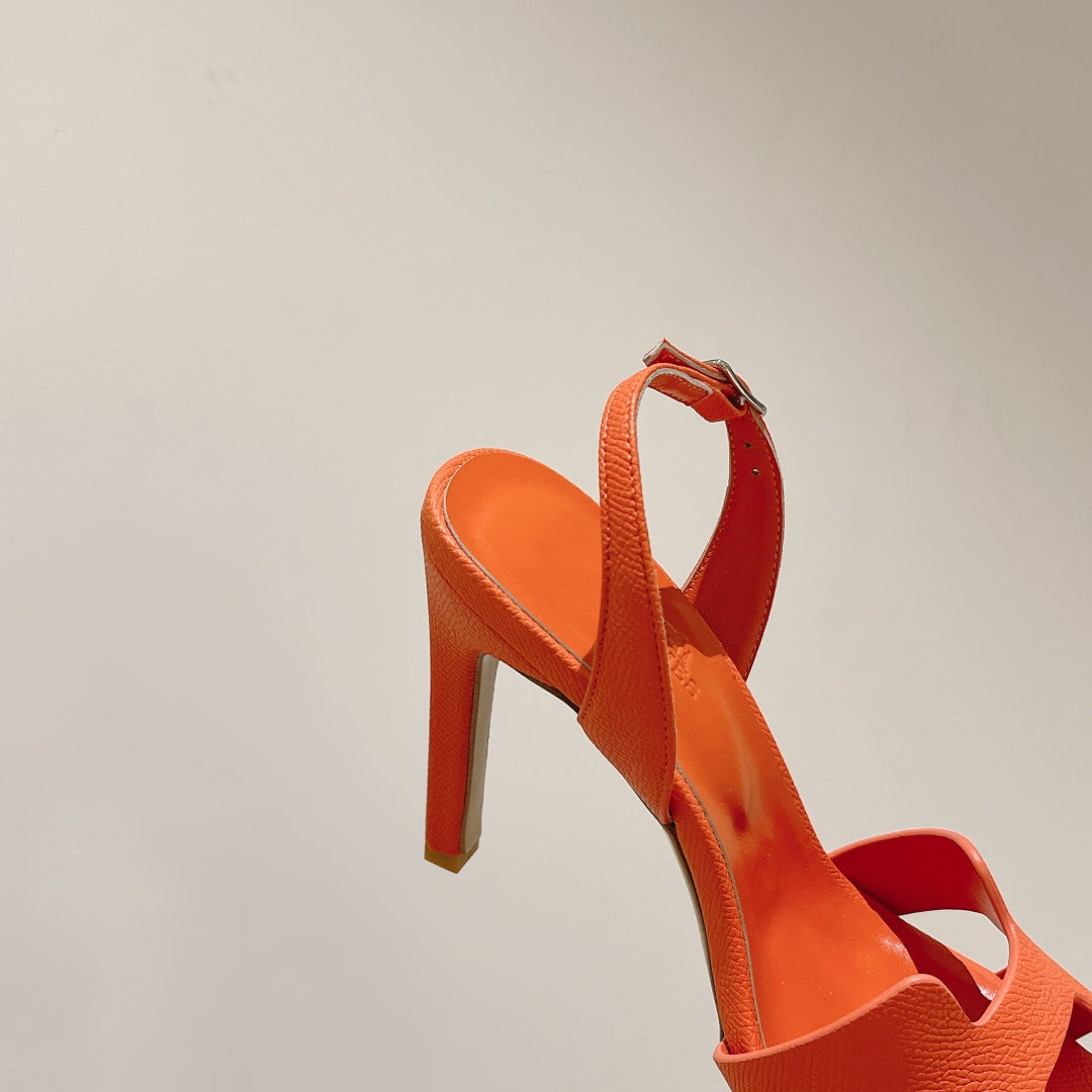 SLINGBACK SANDAL ETERNITE 105 ORANGE LAMBSKIN - 35