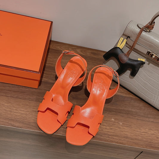 SLINGBACK SANDAL ETERNITE 75 ORANGE LAMBSKIN - 35