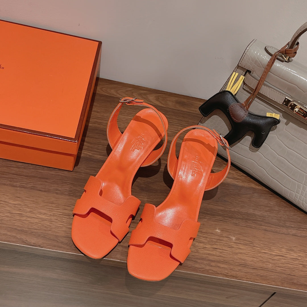 HOLY 75 SANDAL IN VIVID ORANGE GRAINED CALFSKIN - 35