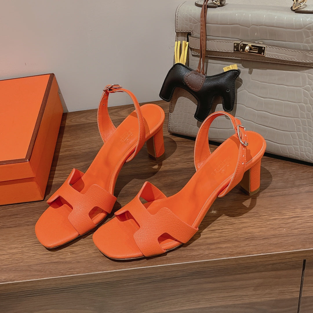 SLINGBACK SANDAL ETERNITE 75 ORANGE LAMBSKIN - 35