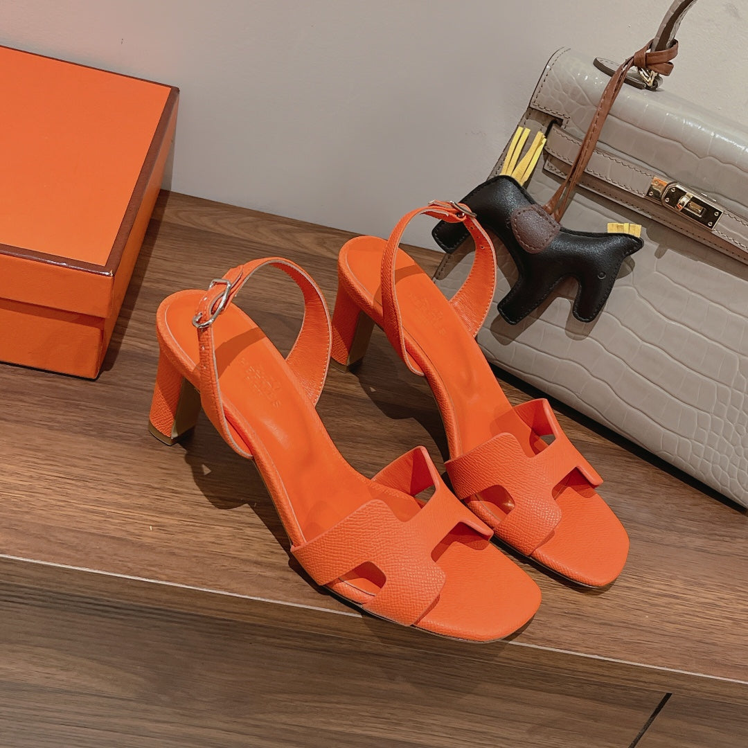 HOLY 75 SANDAL IN VIVID ORANGE GRAINED CALFSKIN - 35