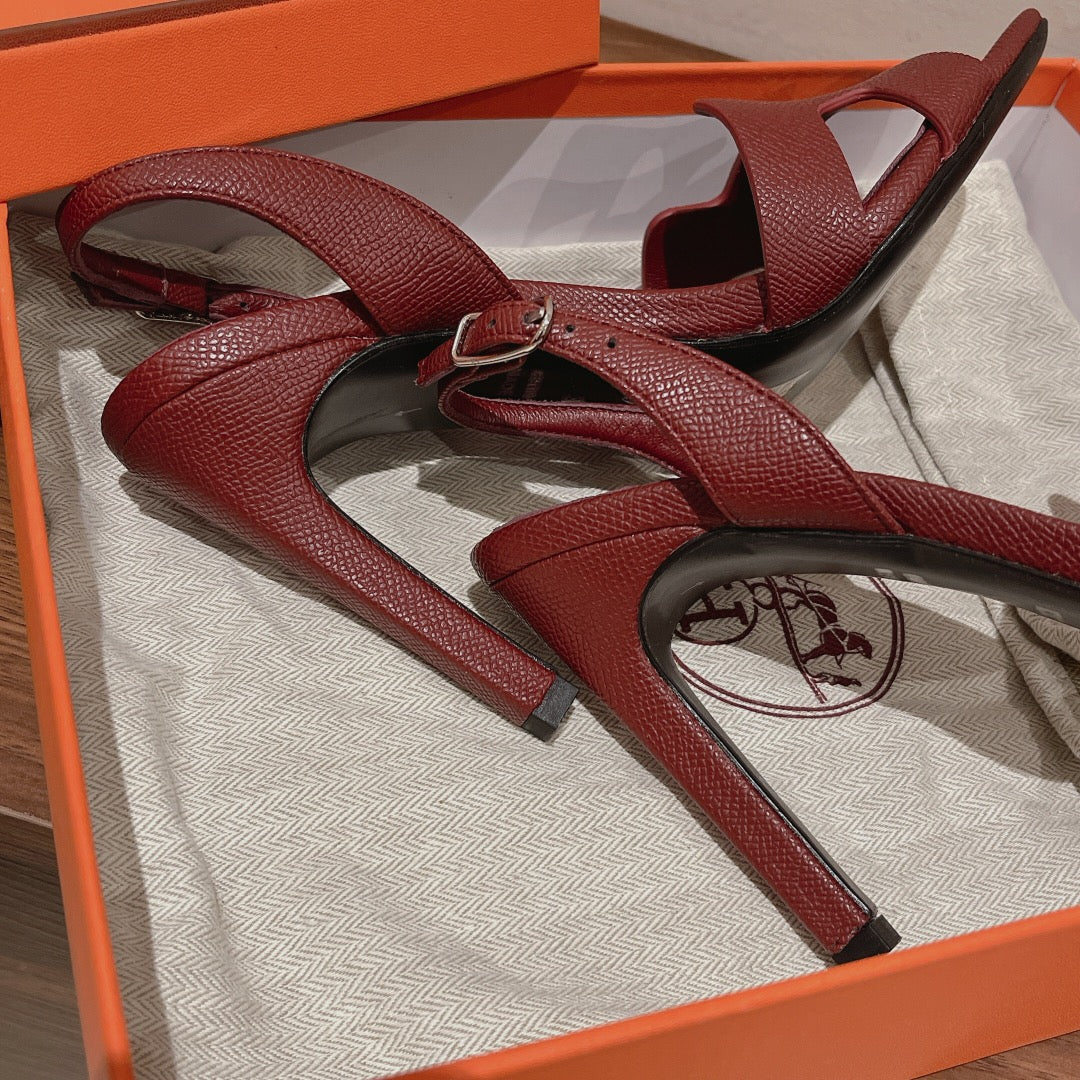SLINGBACK SANDAL ETERNITE 105 BURNT UMBER LAMBSKIN - 35