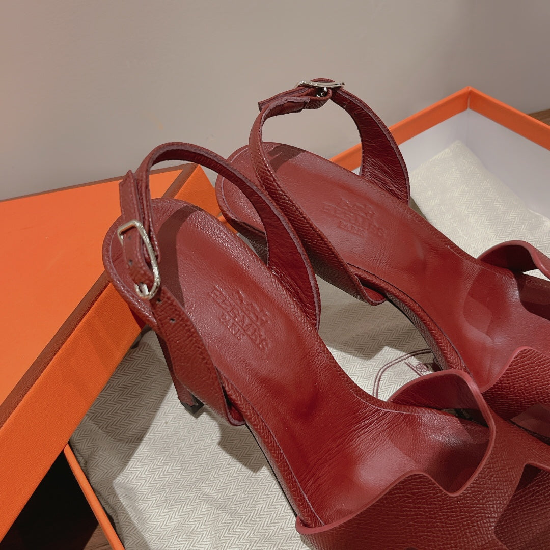 SLINGBACK SANDAL ETERNITE 105 BURNT UMBER LAMBSKIN - 35