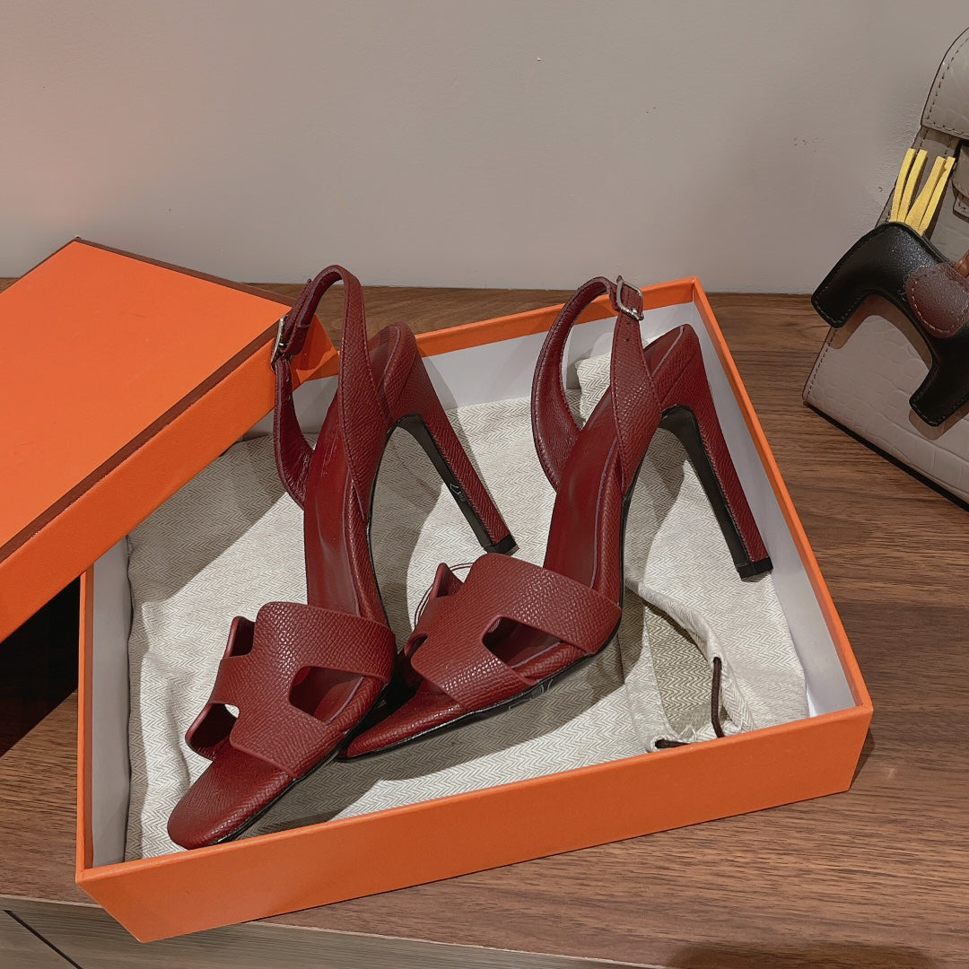 SLINGBACK SANDAL ETERNITE 105 BURNT UMBER LAMBSKIN - 35