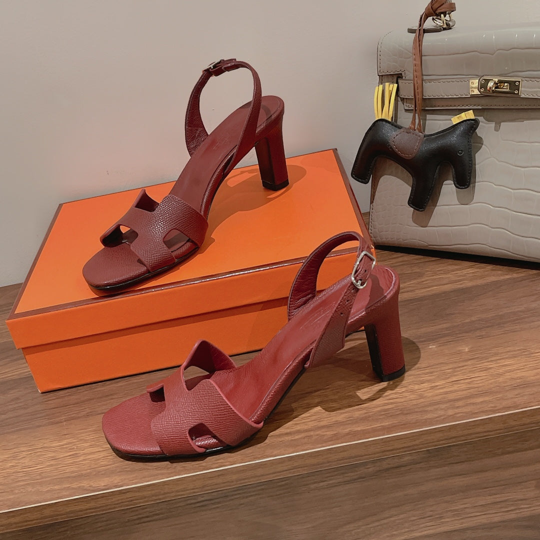 SLINGBACK SANDAL ETERNITE 75 BURNT UMBER LAMBSKIN - 35