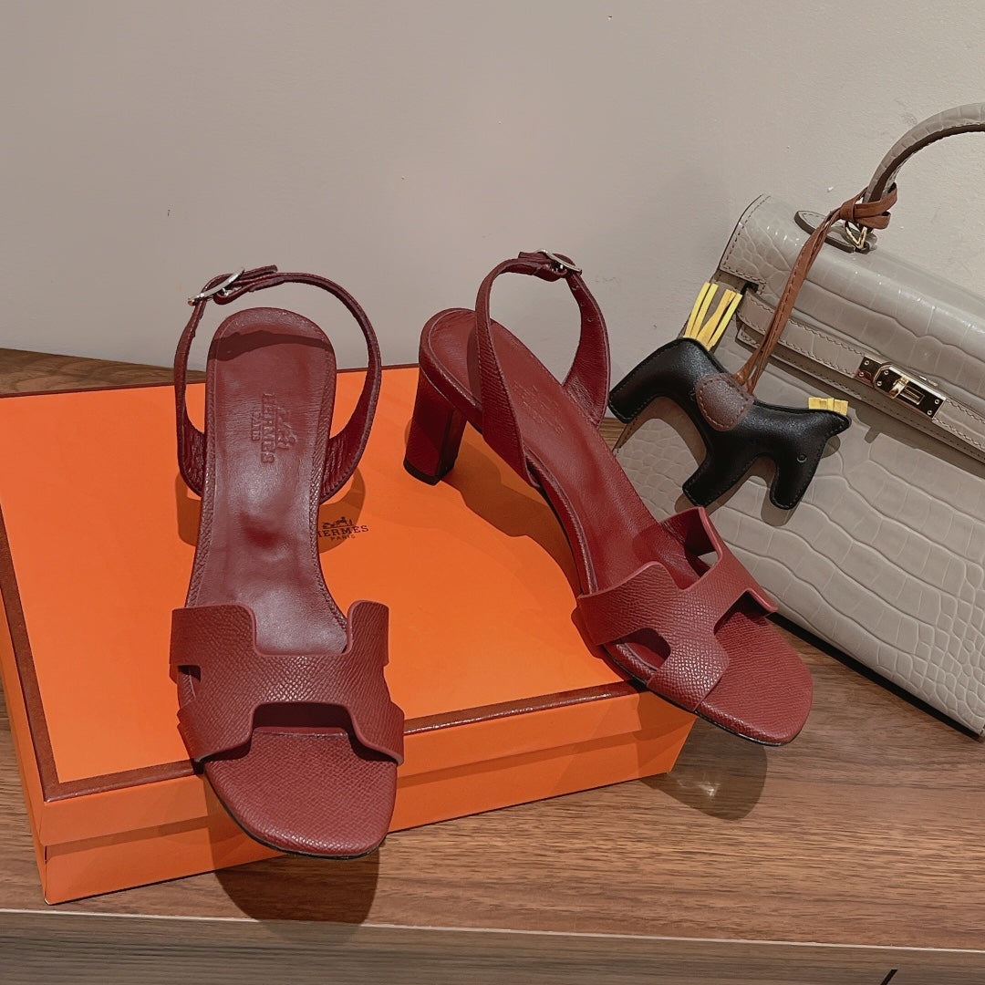 HOLY 75 SANDAL IN BERRY RED GRAINED CALFSKIN - 35
