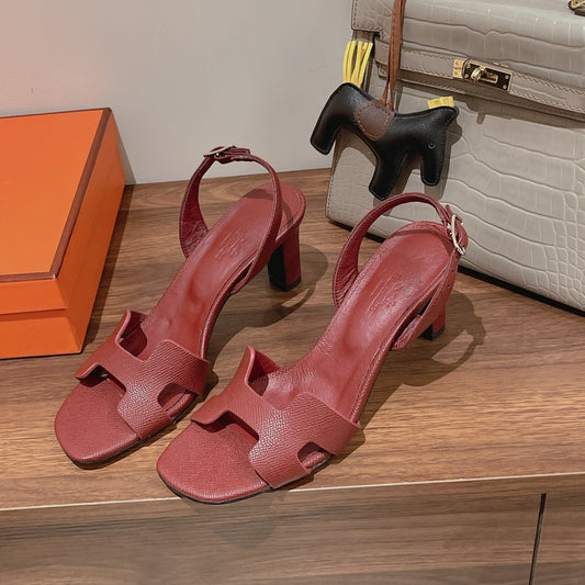 HOLY 75 SANDAL IN BERRY RED GRAINED CALFSKIN - 35