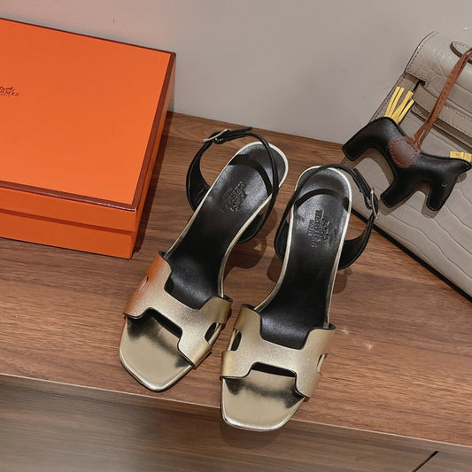 SLINGBACK SANDAL ETERNITE 105 BLACK MIX SILVER LAMBSKIN - 35