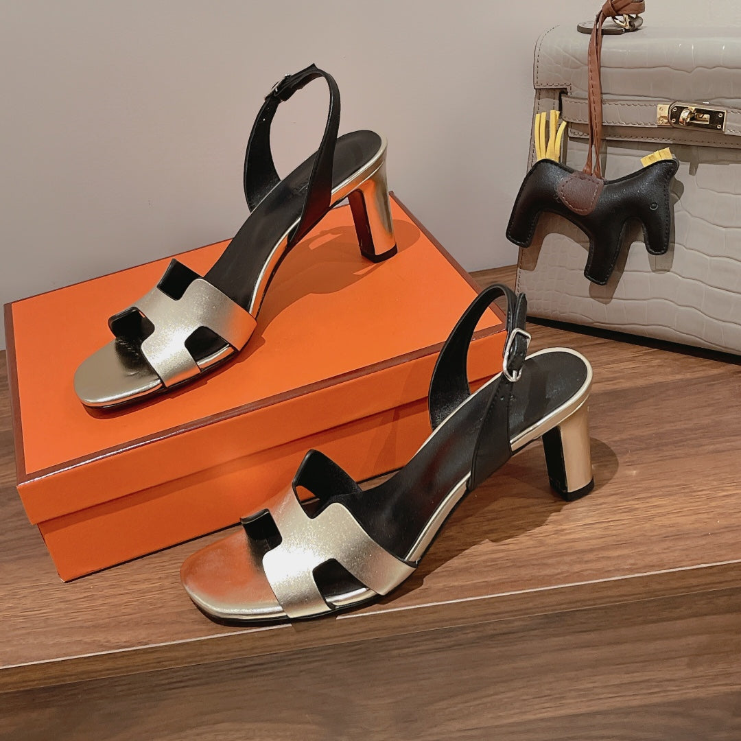 HOLY 75 SANDAL IN OLD GOLD CALFSKIN - 35
