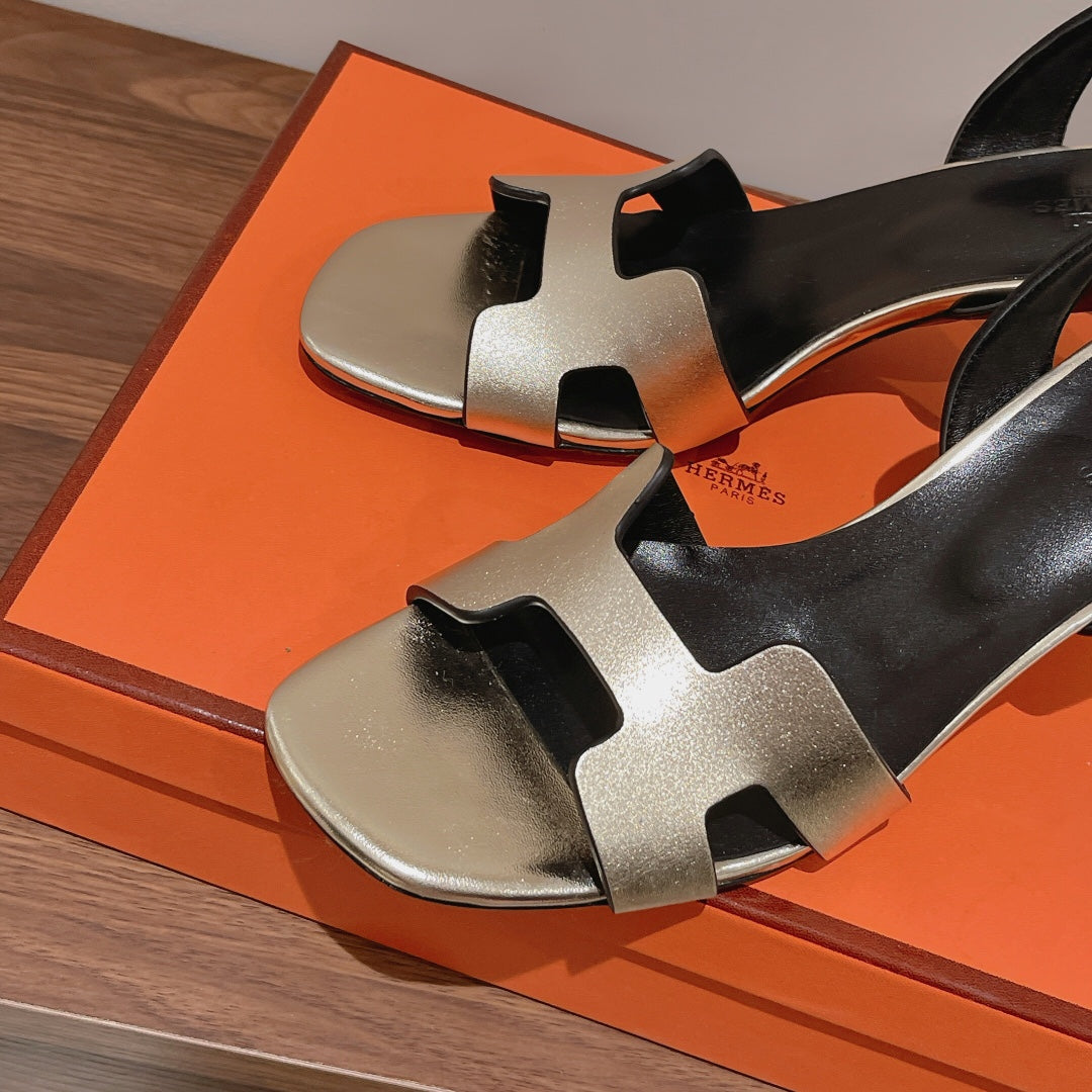 SLINGBACK SANDAL ETERNITE 75 BLACK MIX SILVER LAMBSKIN - 35