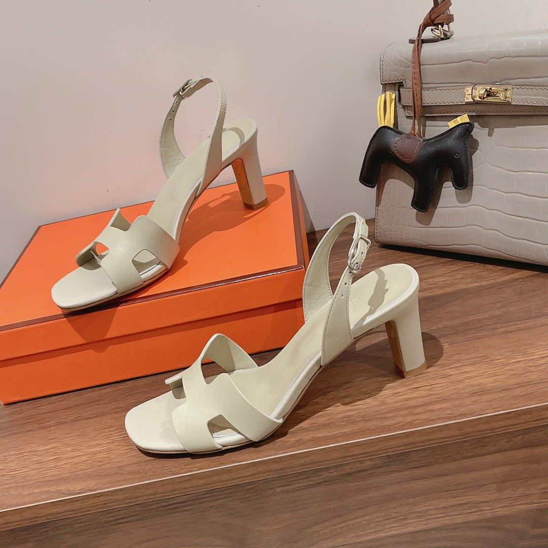 HOLY 75 SANDAL IN WHITE CREAM CALFSKIN - 35