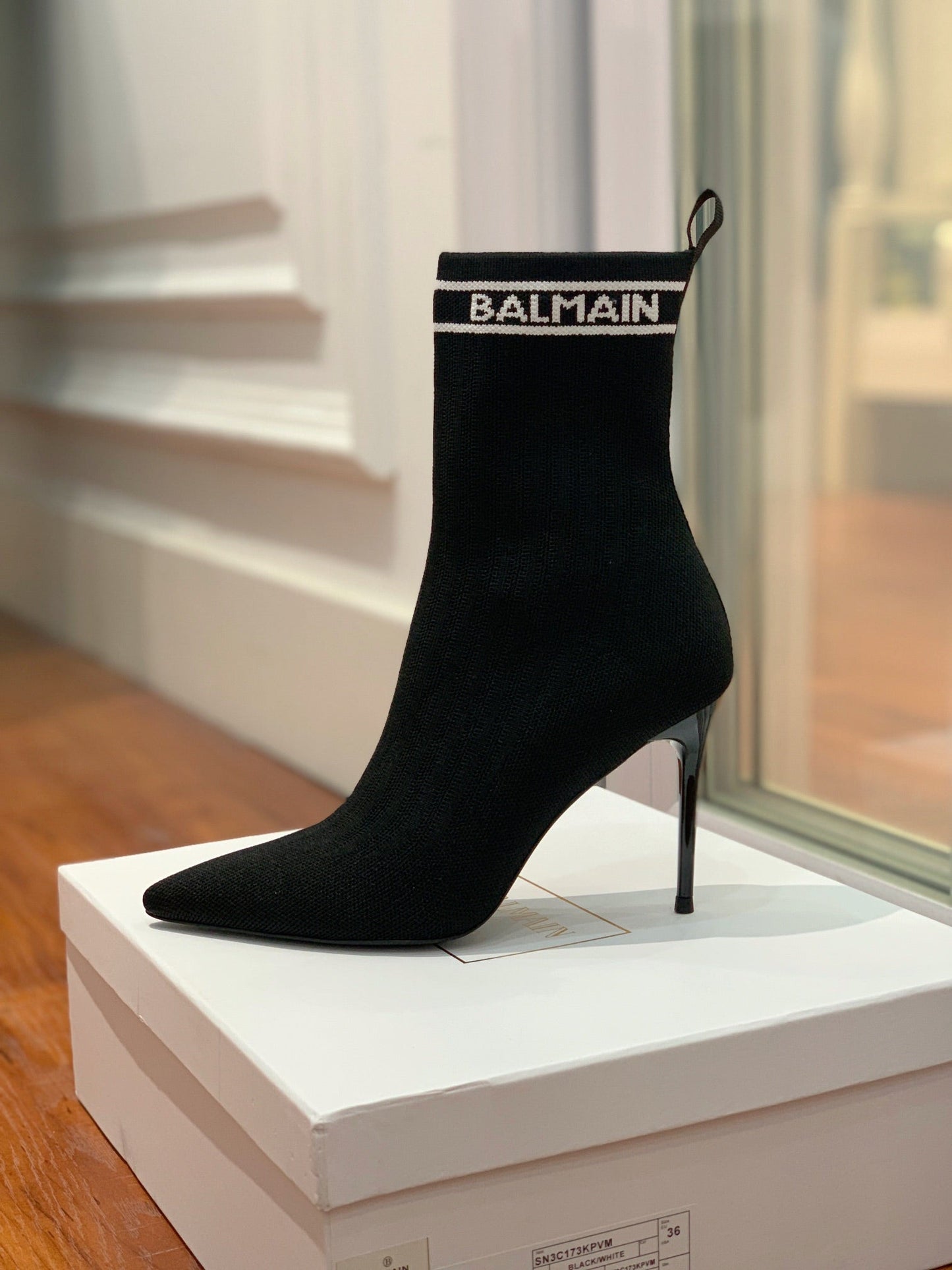 ЧЕРЕВИКИ BALMAIN 26S 105 ММ ЧОРНОГО КОЛЬОРУ У СТИЛІ FLYKNIT СТИЛЬ 12