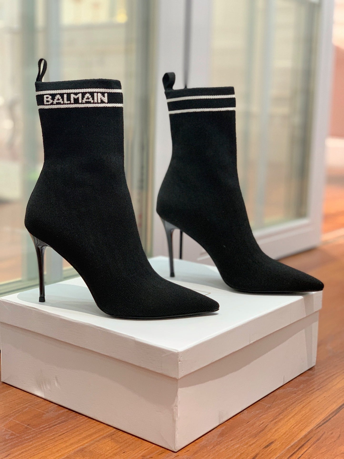 ЧЕРЕВИКИ BALMAIN 26S 105 ММ ЧОРНОГО КОЛЬОРУ У СТИЛІ FLYKNIT СТИЛЬ 12