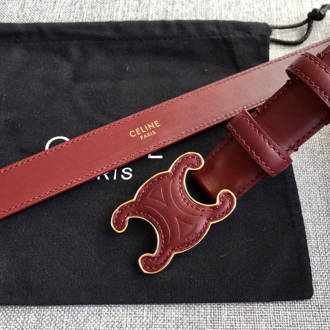 Medium Cuir Triomphe Belt 25mm Wine Calfskin - 30