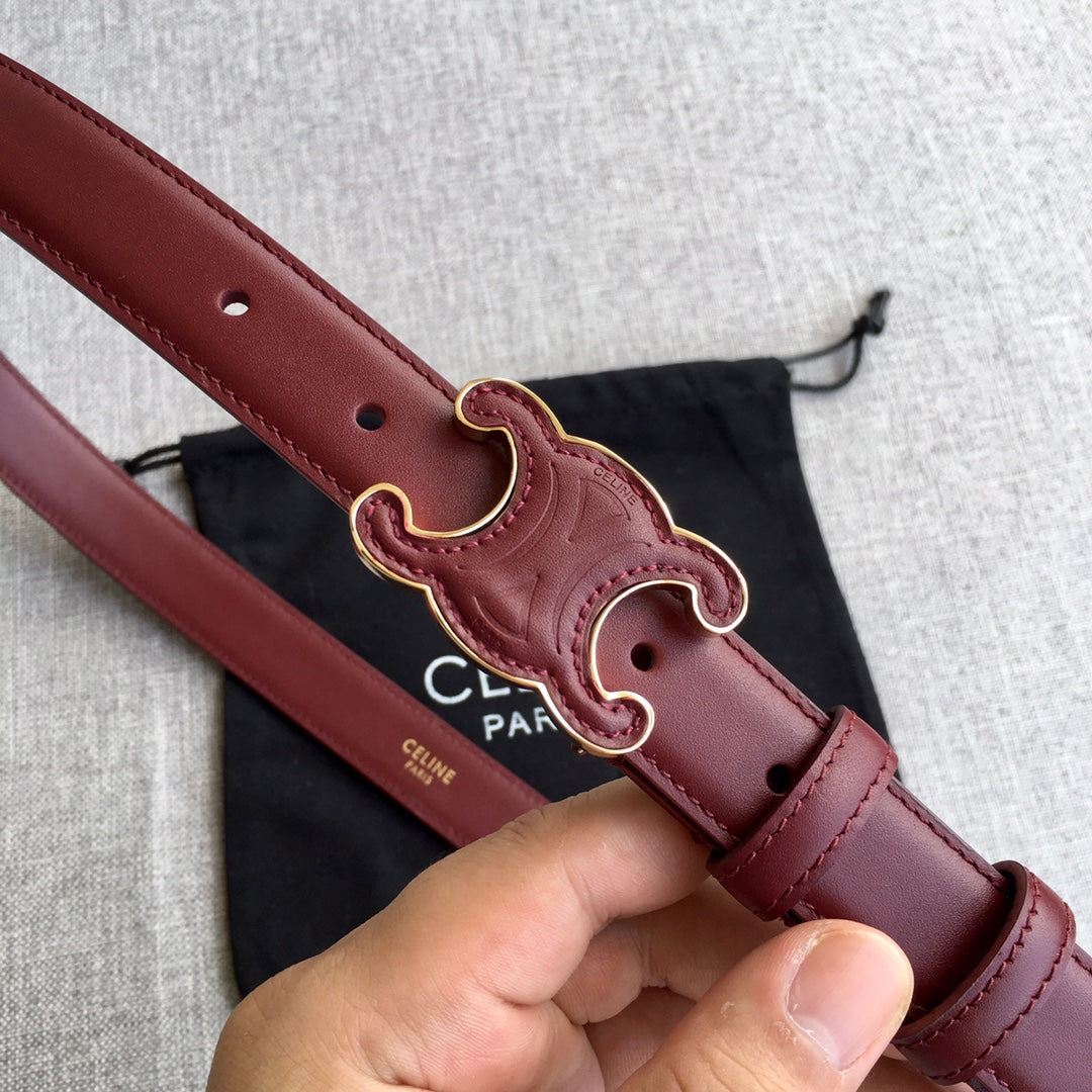 Medium Cuir Triomphe Belt 25mm Wine Calfskin - 30