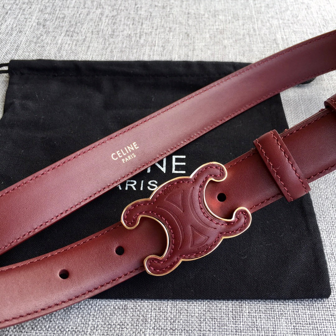 Medium Cuir Triomphe Belt 25mm Wine Calfskin - 30