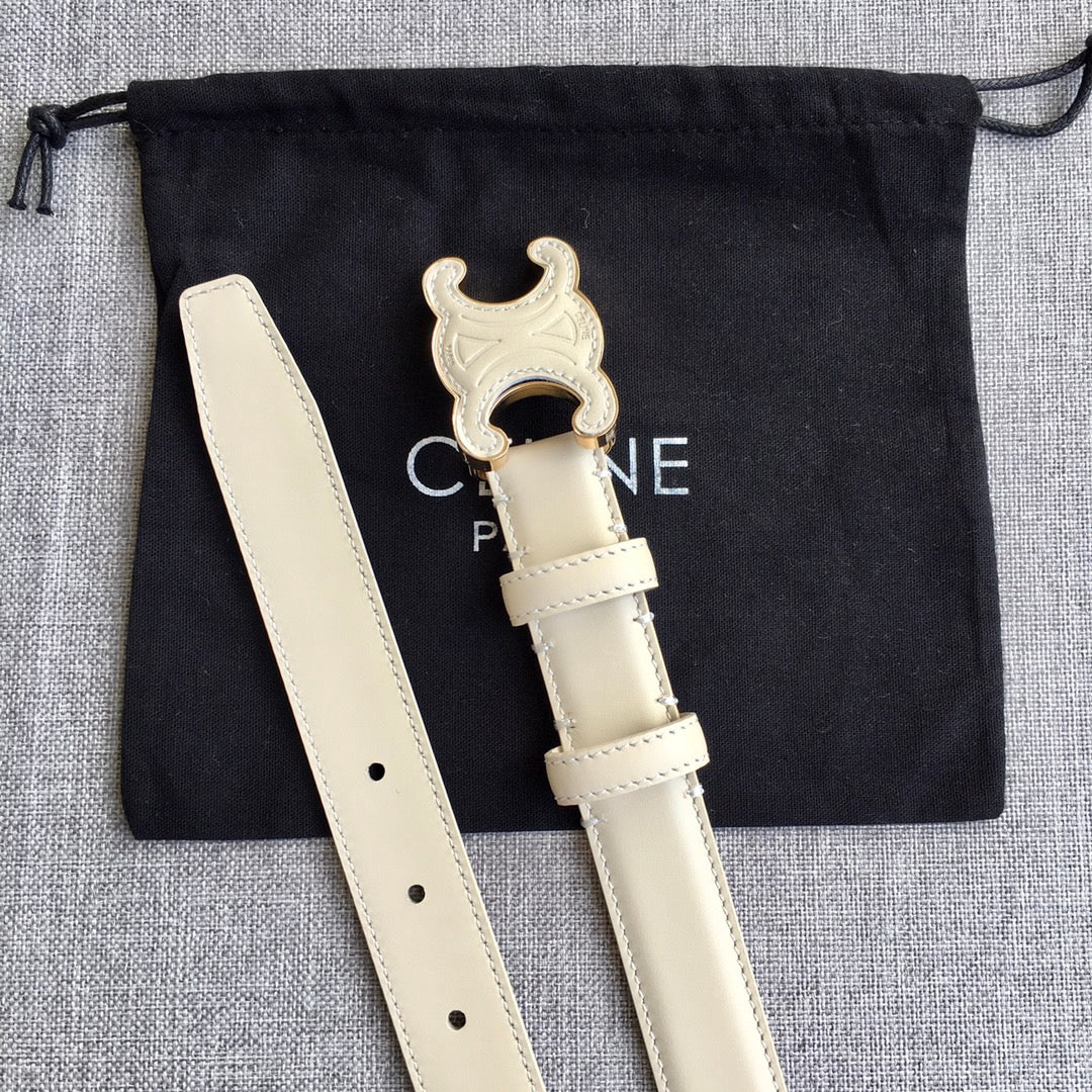 Medium Cuir Triomphe Belt 25mm White Calfskin - 30