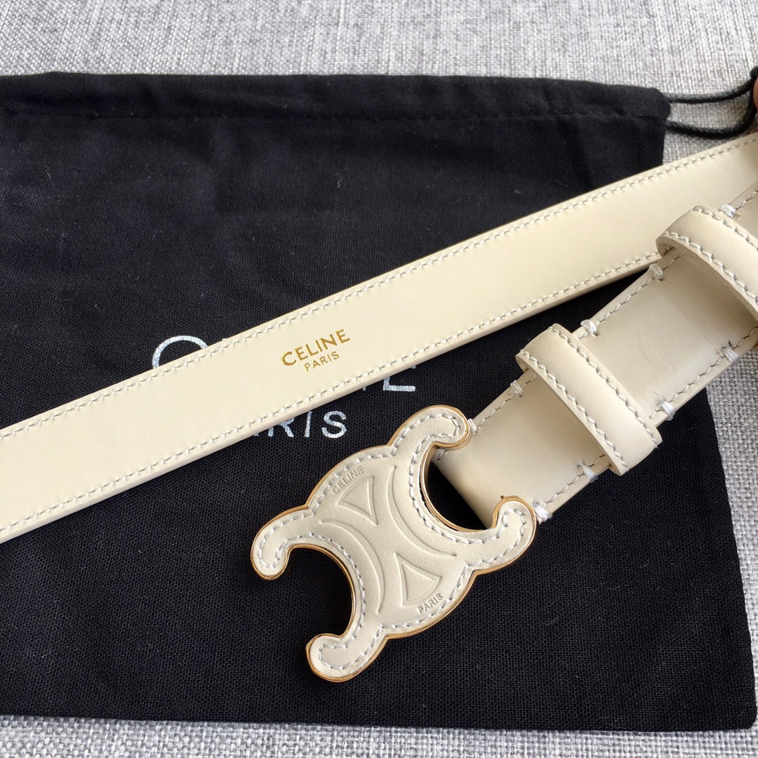 Medium Cuir Triomphe Belt 25mm White Calfskin - 30