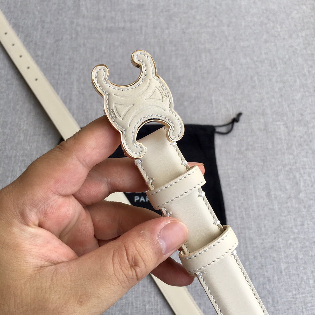 Medium Cuir Triomphe Belt 25mm White Calfskin - 30