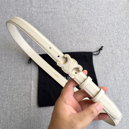 Medium Cuir Triomphe Belt 25mm White Calfskin - 30