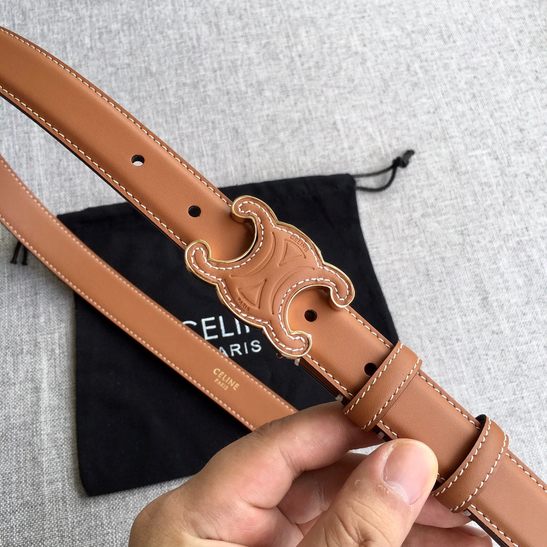 Medium Cuir Triomphe Belt 25mm Tan Calfskin - 30