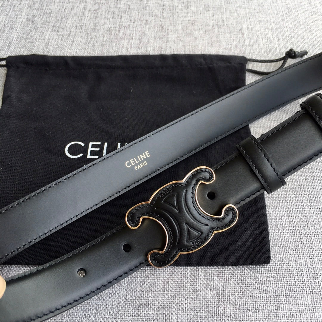 Medium Cuir Triomphe Belt 25mm Black Calfskin - 30