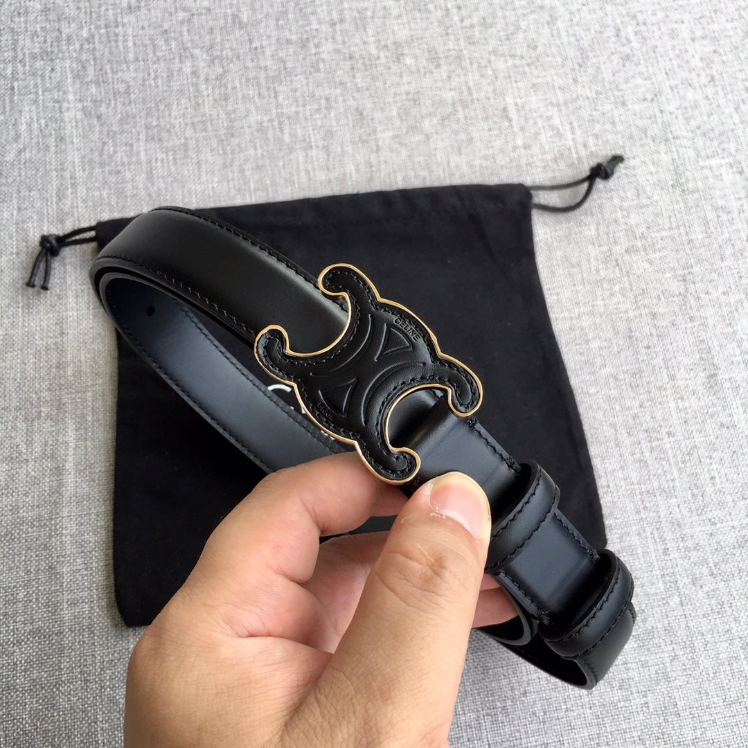 Medium Cuir Triomphe Belt 25mm Black Calfskin - 30