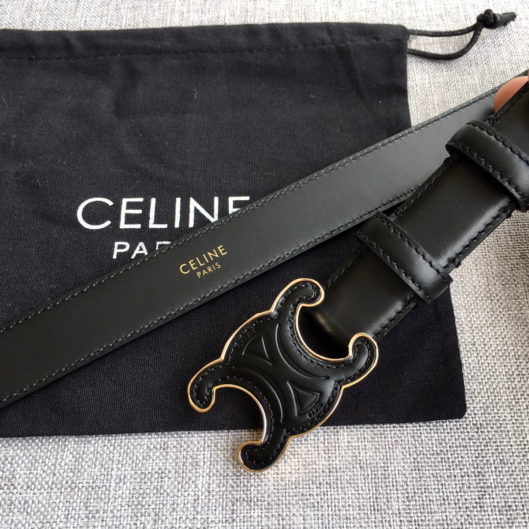 Medium Cuir Triomphe Belt 25mm Black Calfskin - 30