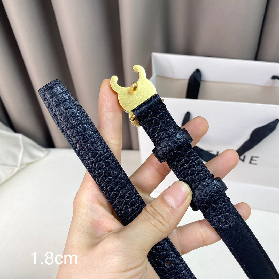 CL Belt 18mm Black Crocodile Embossed Calfskin Ghw - 30