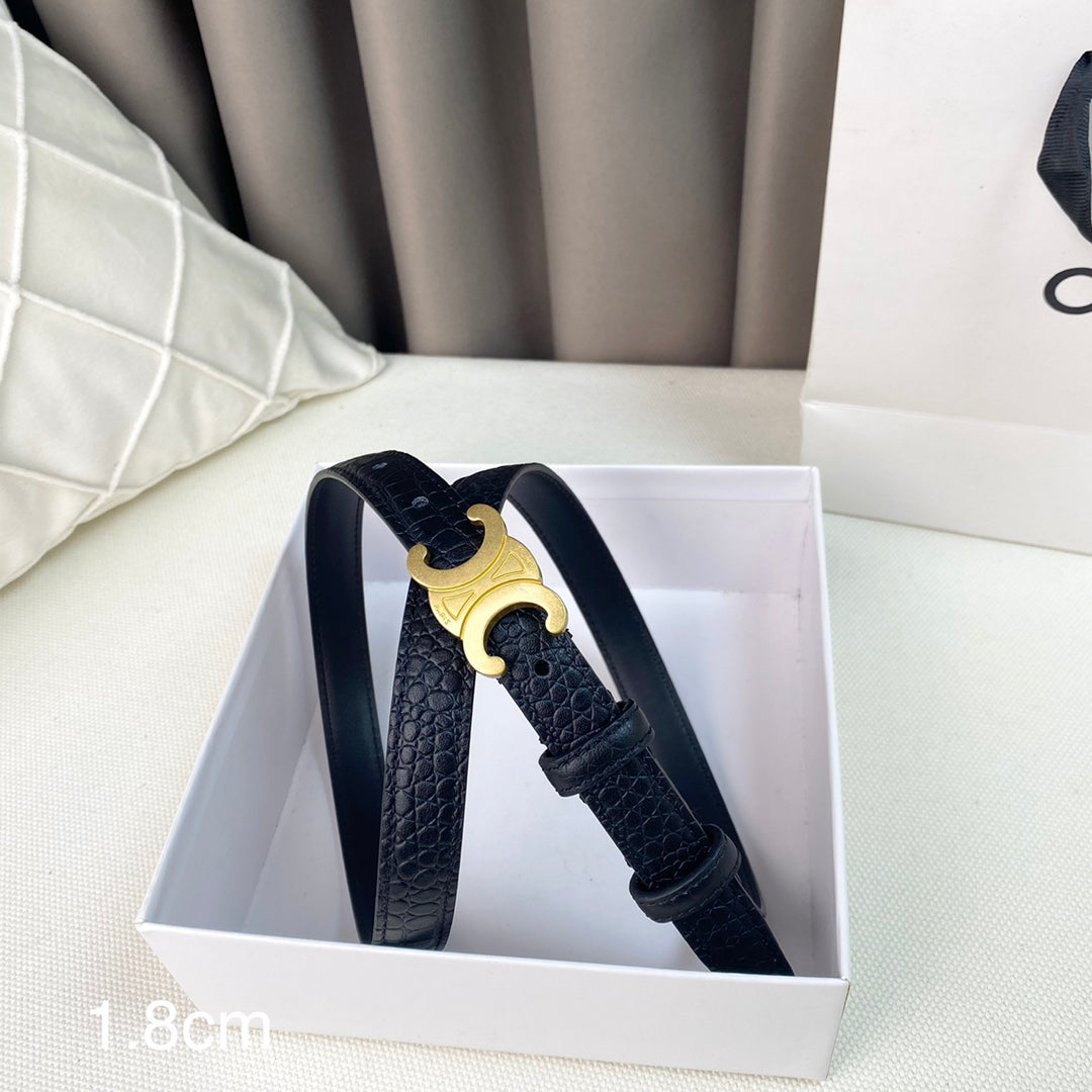 CL Belt 18mm Black Crocodile Embossed Calfskin Ghw - 30