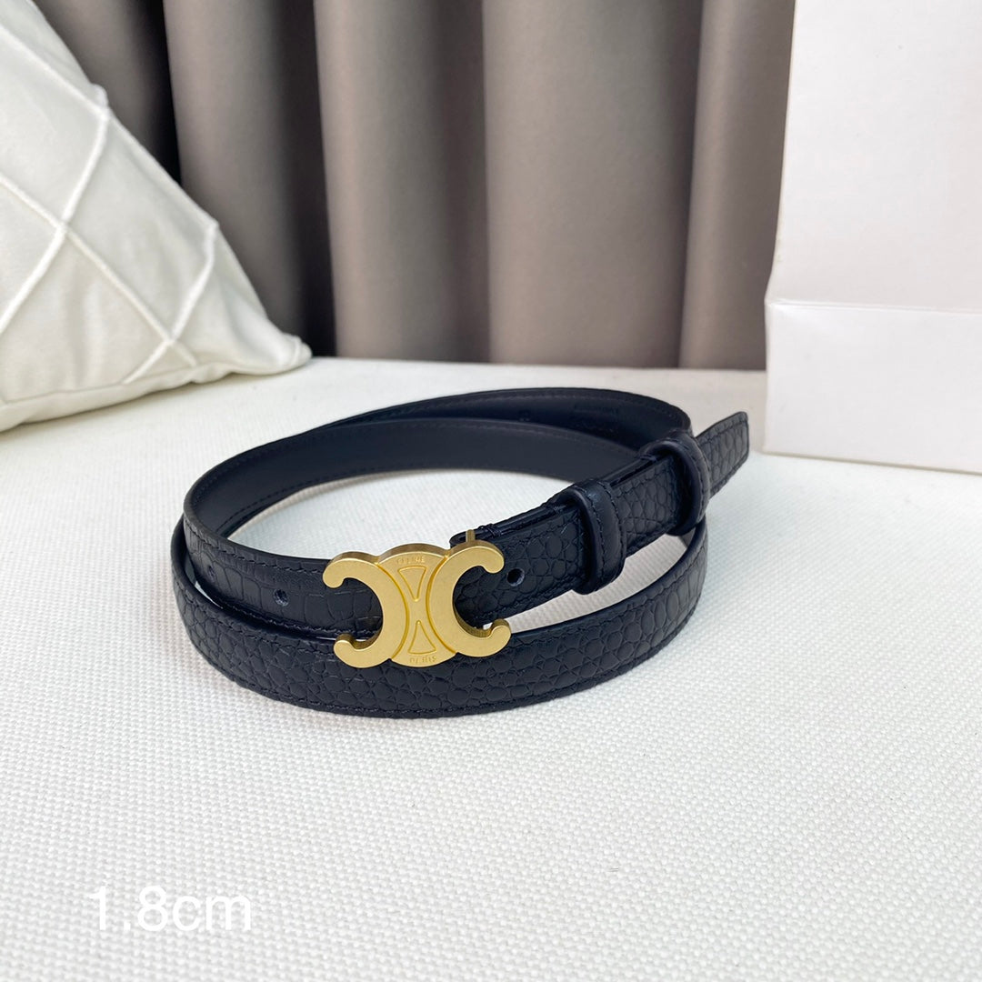 CL Belt 18mm Black Crocodile Embossed Calfskin Ghw - 30