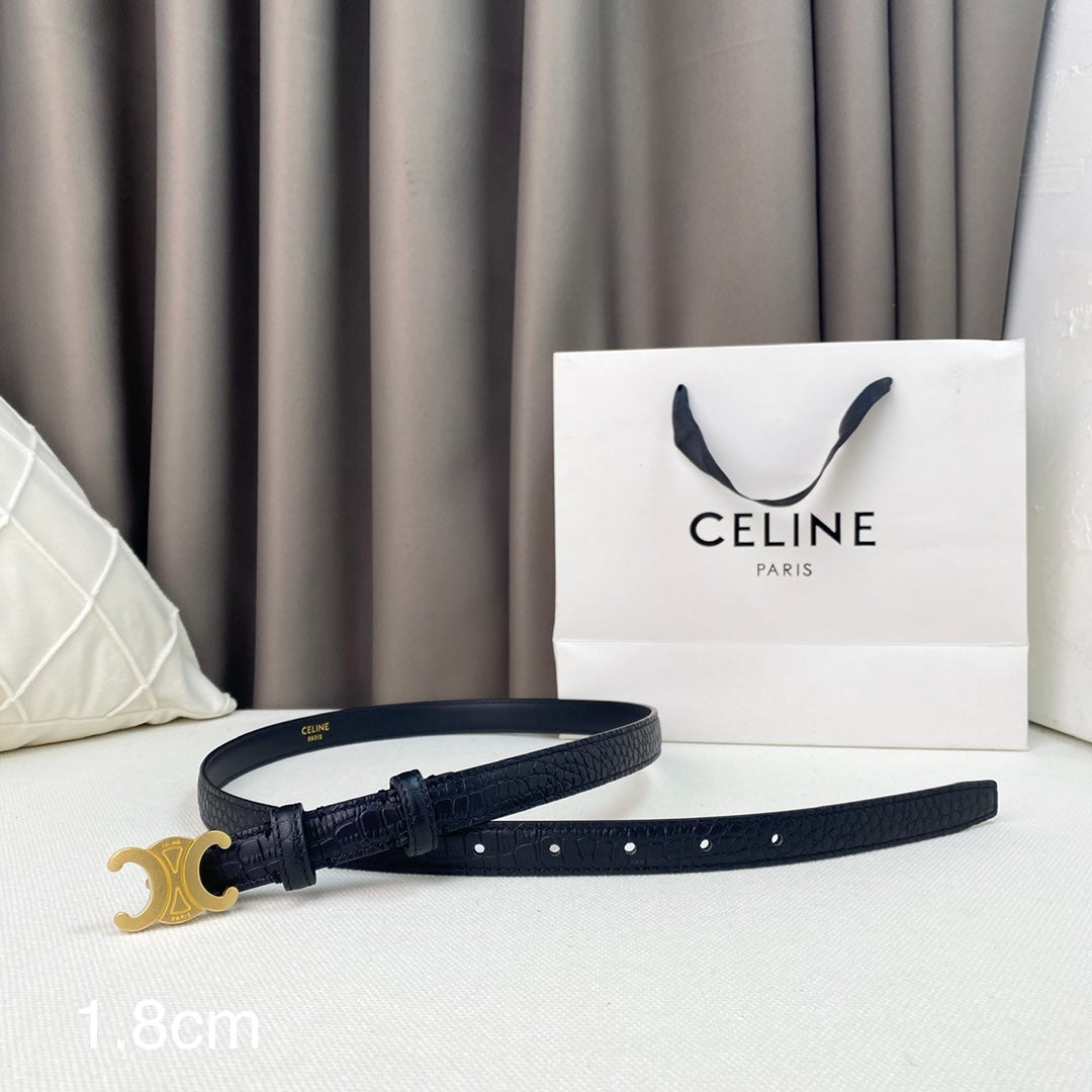 CL Belt 18mm Black Crocodile Embossed Calfskin Ghw - 30
