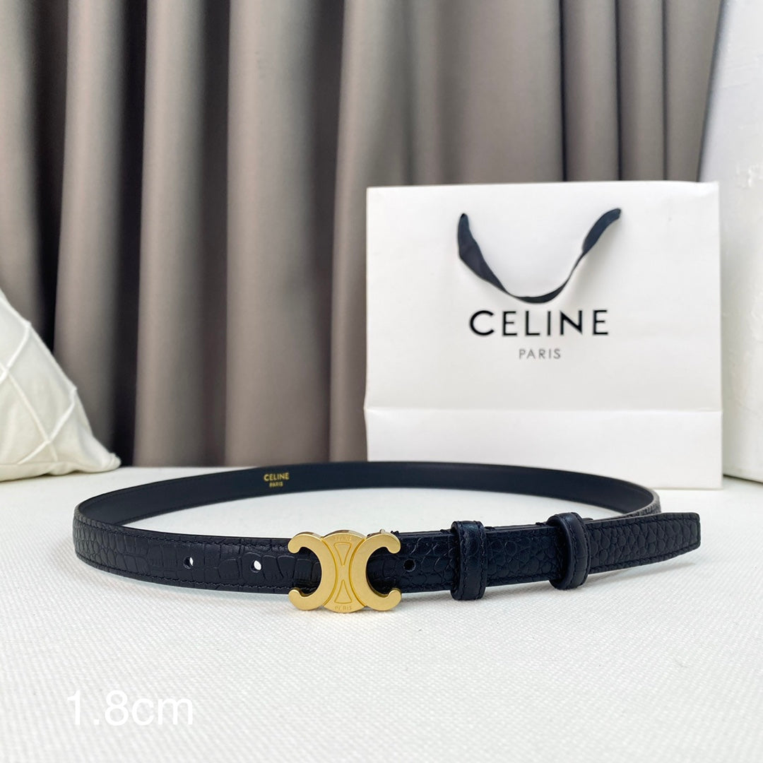 CL Belt 18mm Black Crocodile Embossed Calfskin Ghw - 30