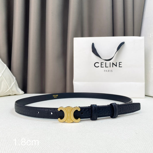CL Belt 18mm Black Crocodile Embossed Calfskin Ghw - 30