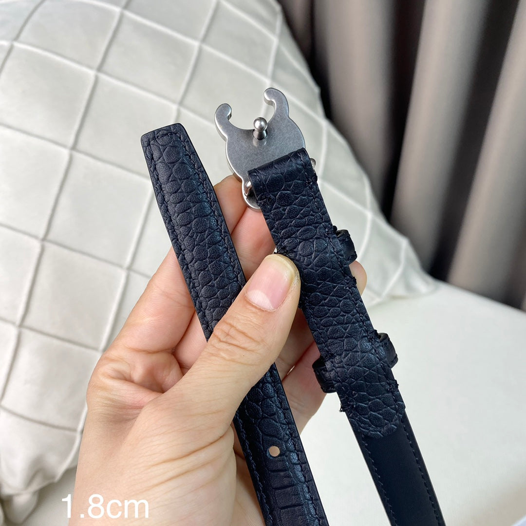 CL Belt 18mm Black Crocodile Embossed Calfskin Shw - 30