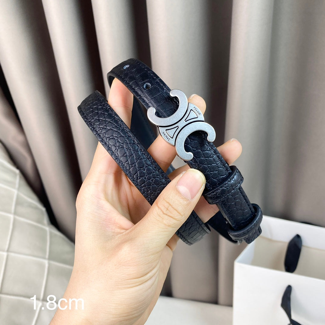 CL Belt 18mm Black Crocodile Embossed Calfskin Shw - 30