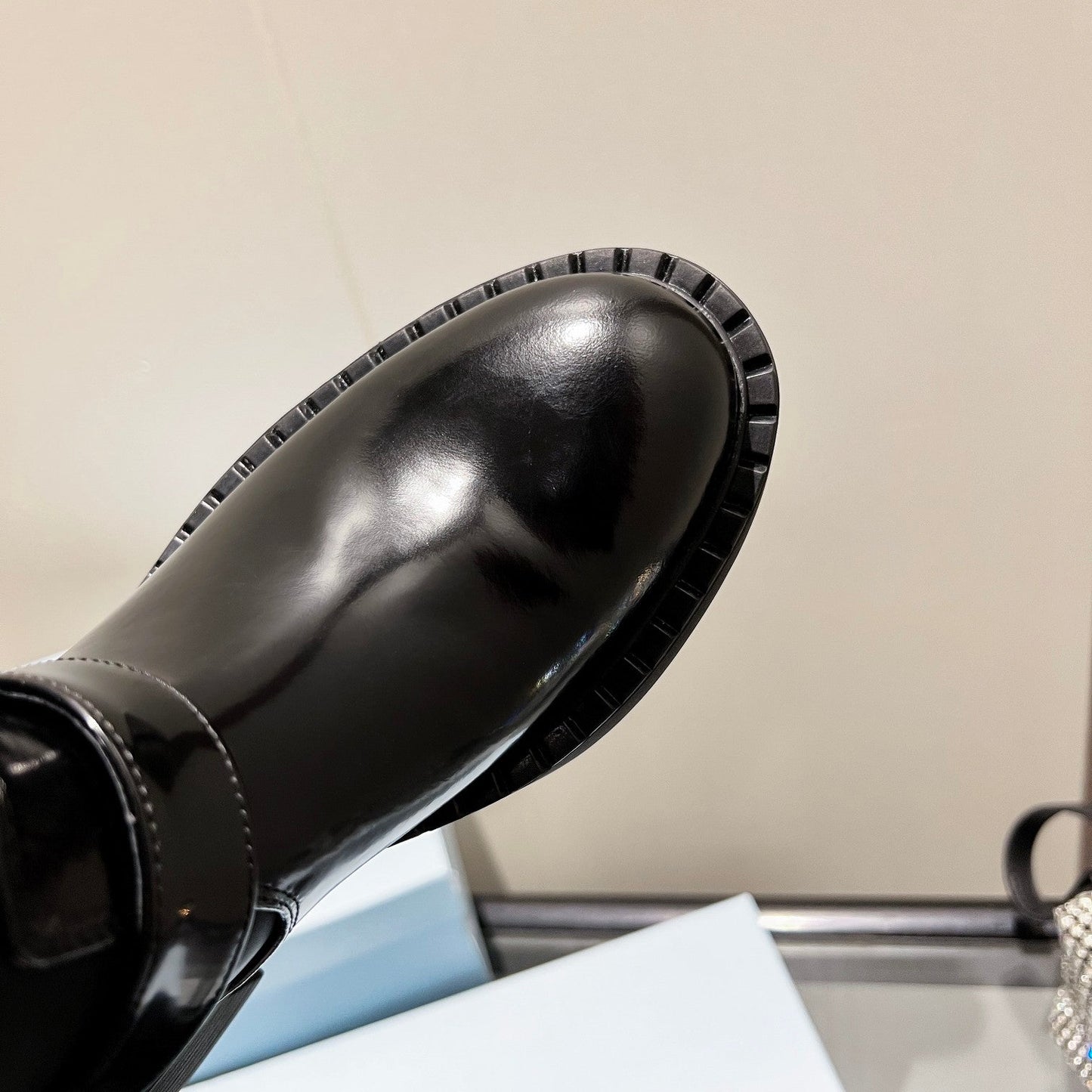 ANKLE BOOTS WITH STRAP IN BLACK CALFSKIN - 35
