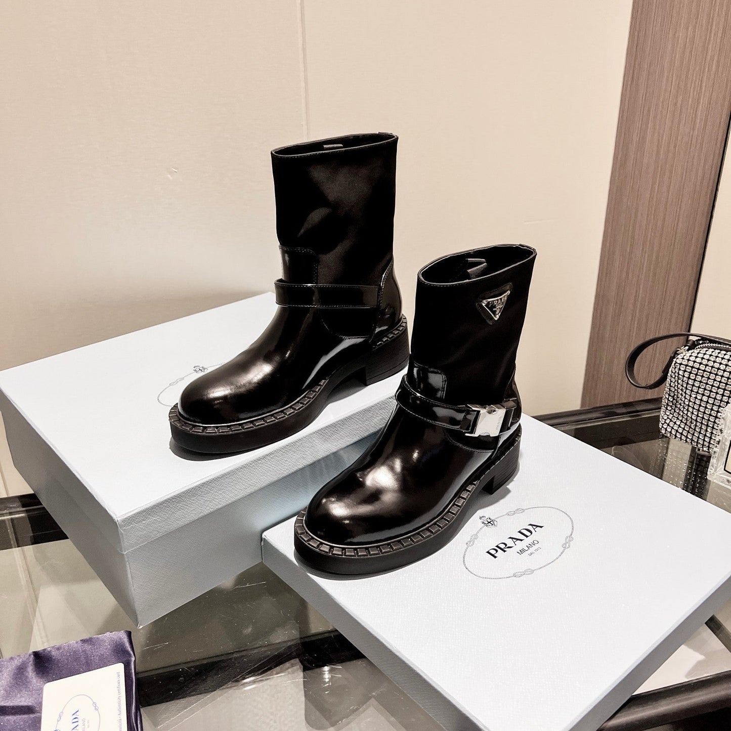 ANKLE BOOTS WITH STRAP IN BLACK CALFSKIN - 35