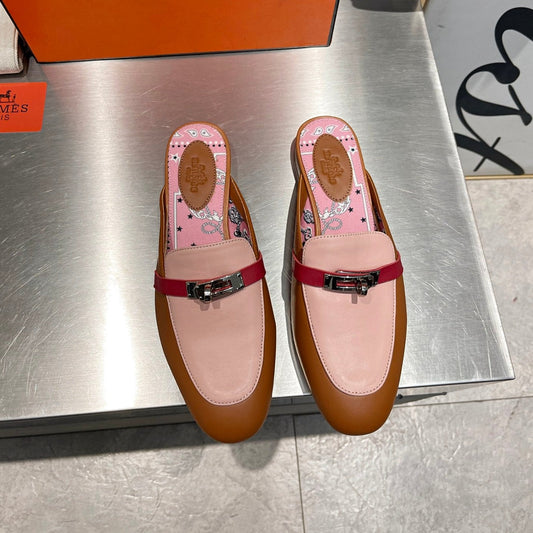 0Z MULE CARAMEL AND PASTEL PINK CALFSKIN WITH PATTERN - 35