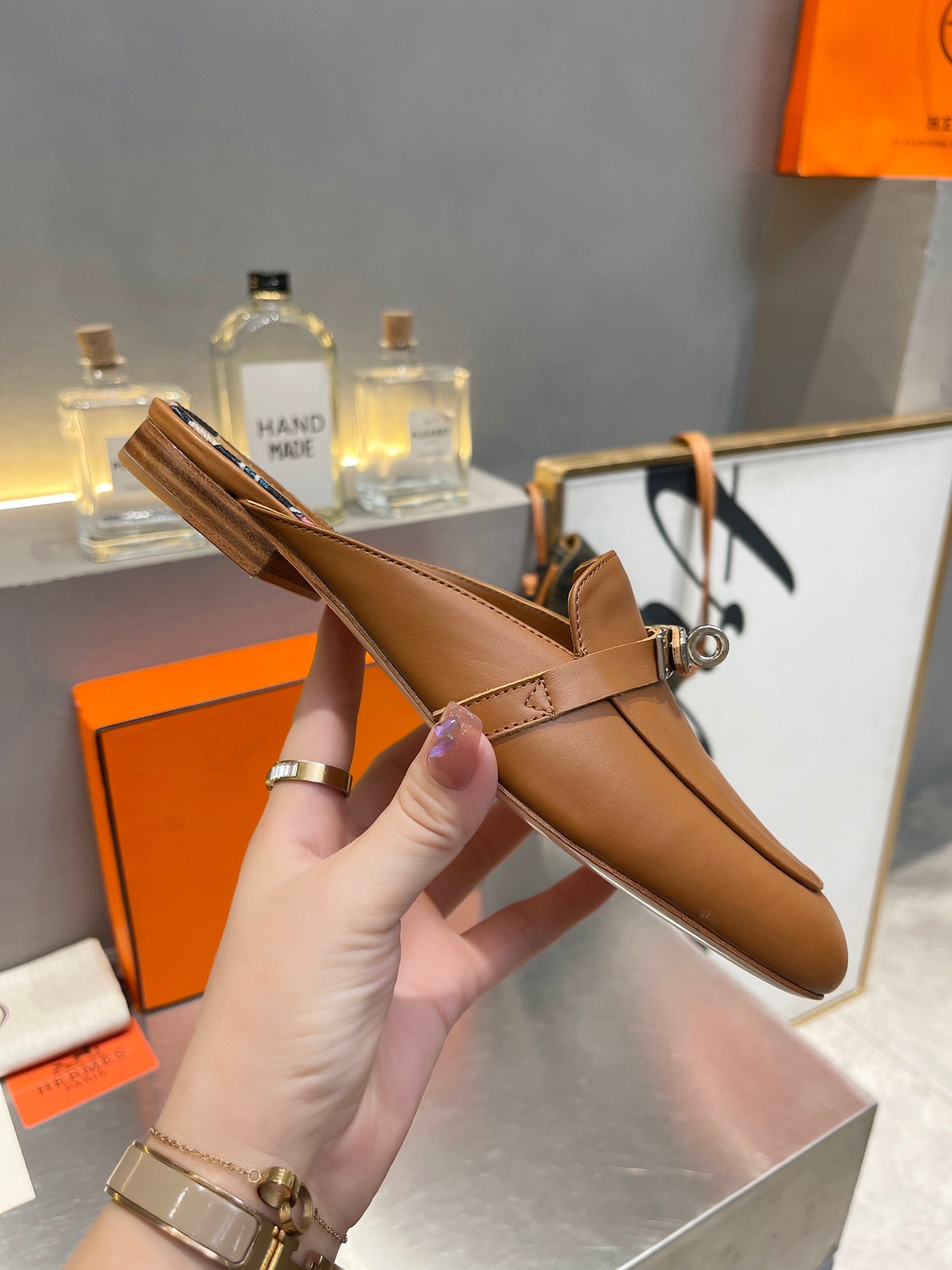 0Z MULE CARAMEL CALFSKIN WITH BLACK PATTERN - 35