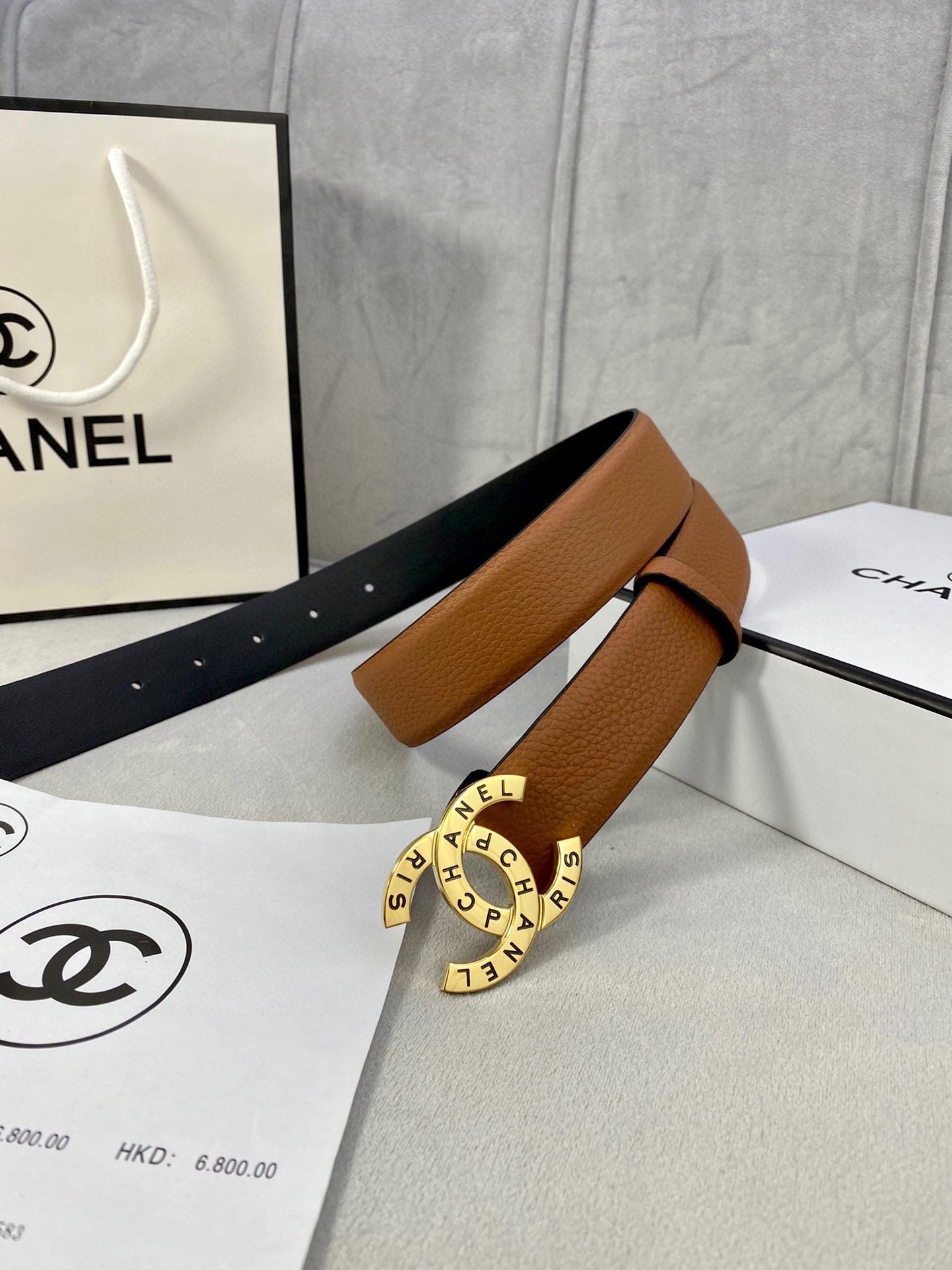 CC 30MM BELT IN BRONZE BROWN SMOOTH CALFSKIN WITH GOLD HARDWARE - 30