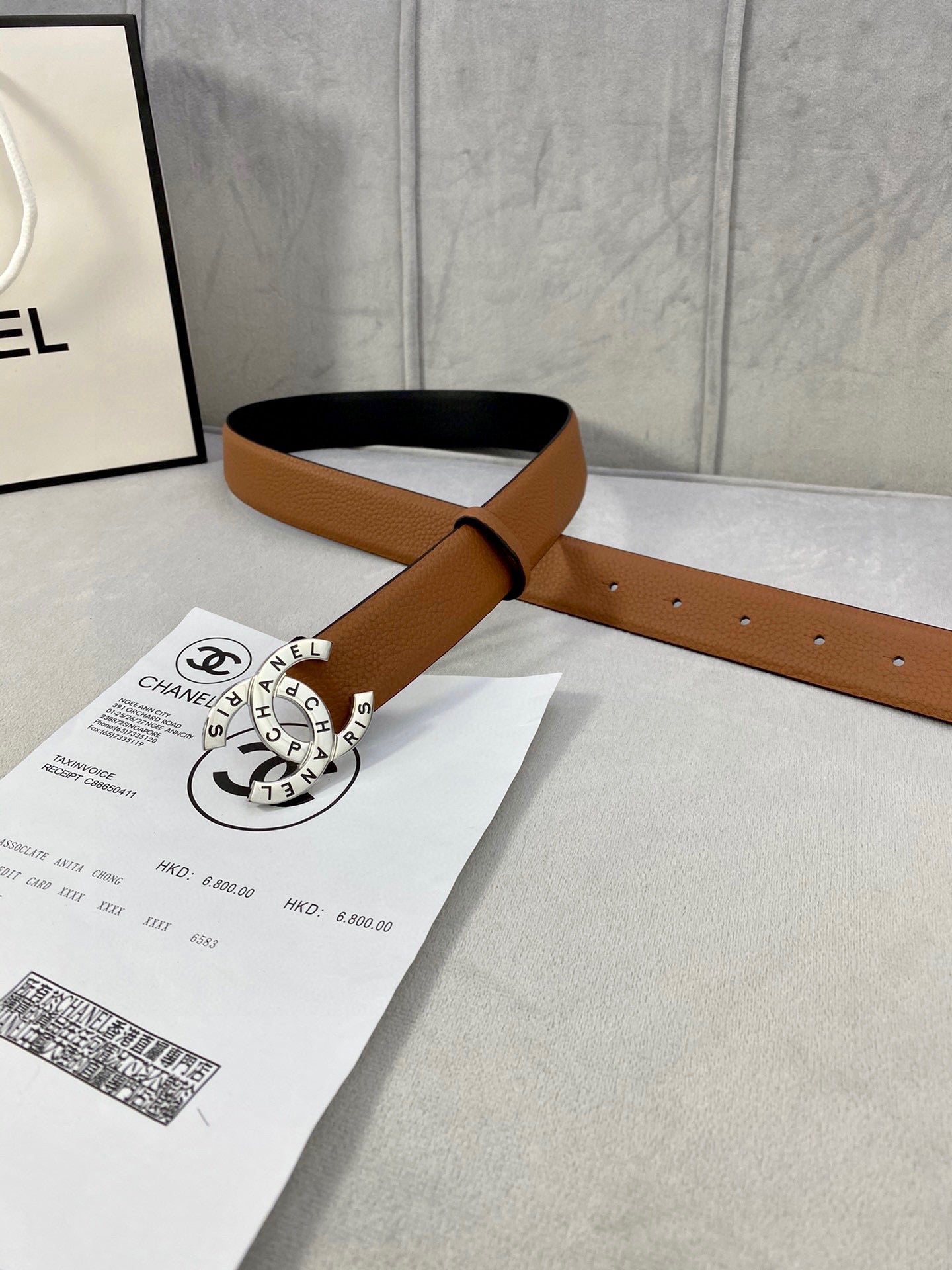 CC 30MM BELT IN BRONZE BROWN SMOOTH CALFSKIN WITH SILVER HARDWARE - 30