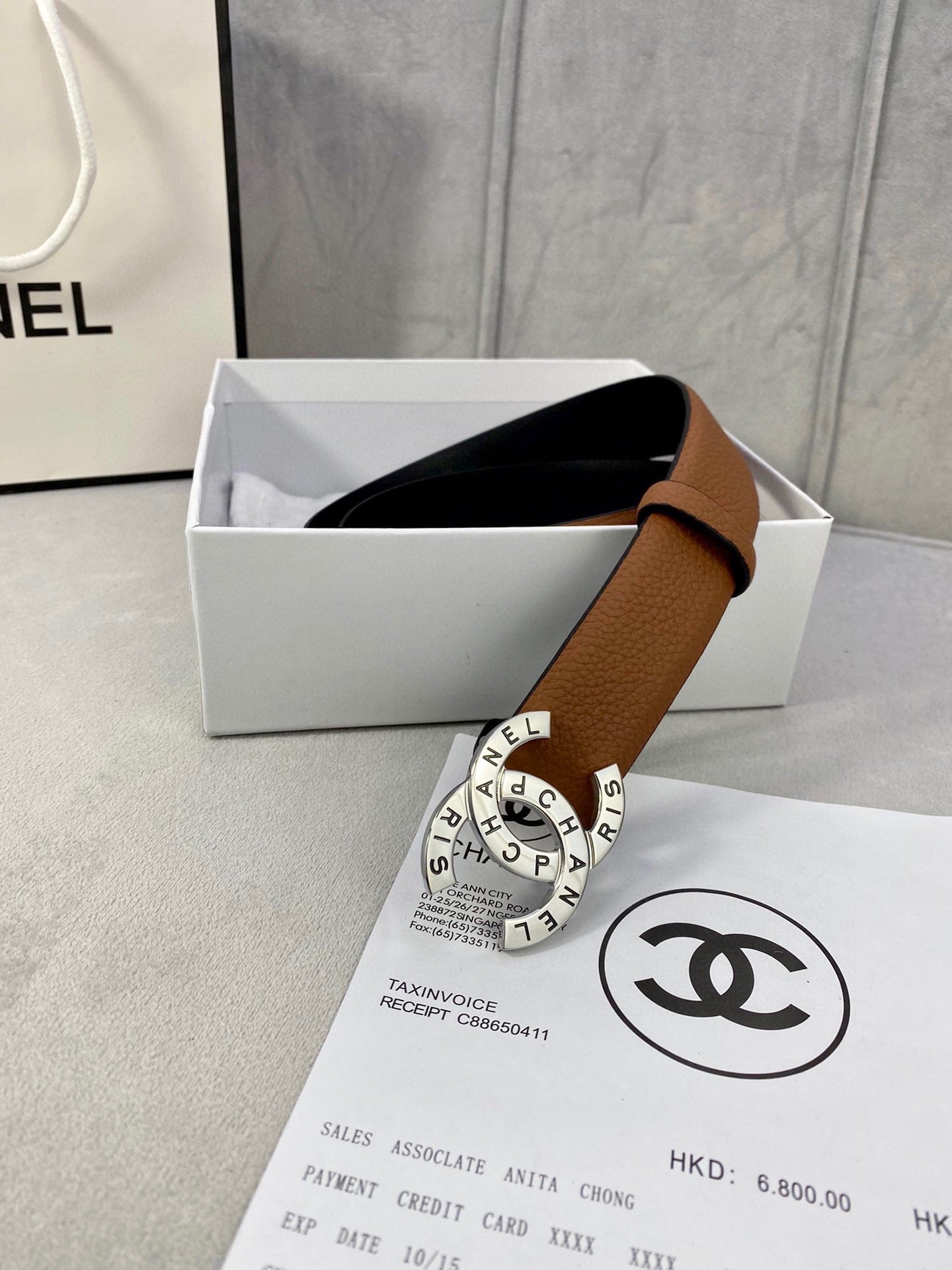 CC 30MM BELT IN BRONZE BROWN SMOOTH CALFSKIN WITH SILVER HARDWARE - 30