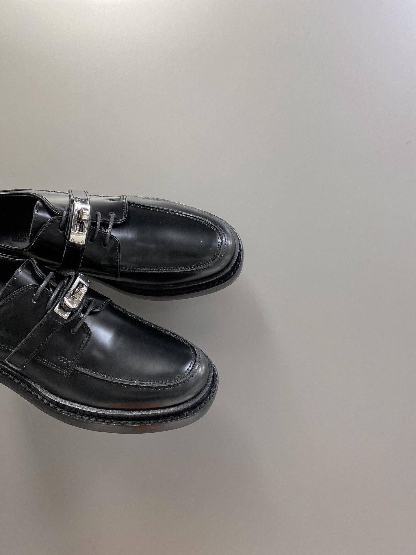 HM 25S LOAFER IN BLACK LAMBSKIN WITH SILVER HARDWARE - 35