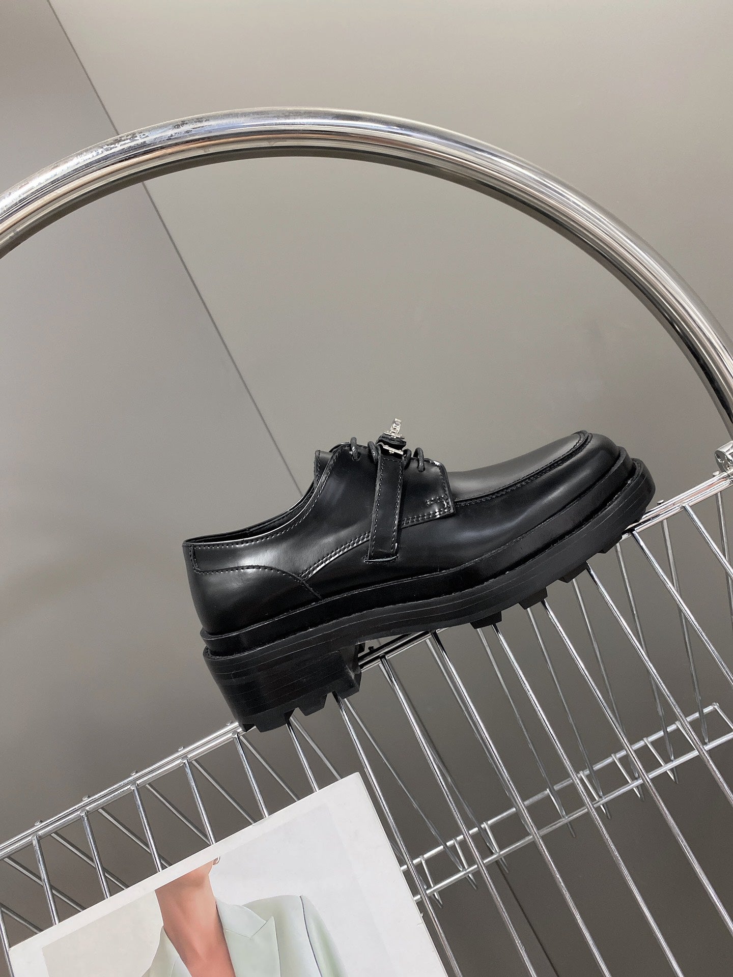 HM 25S LOAFER IN BLACK LAMBSKIN WITH SILVER HARDWARE - 35
