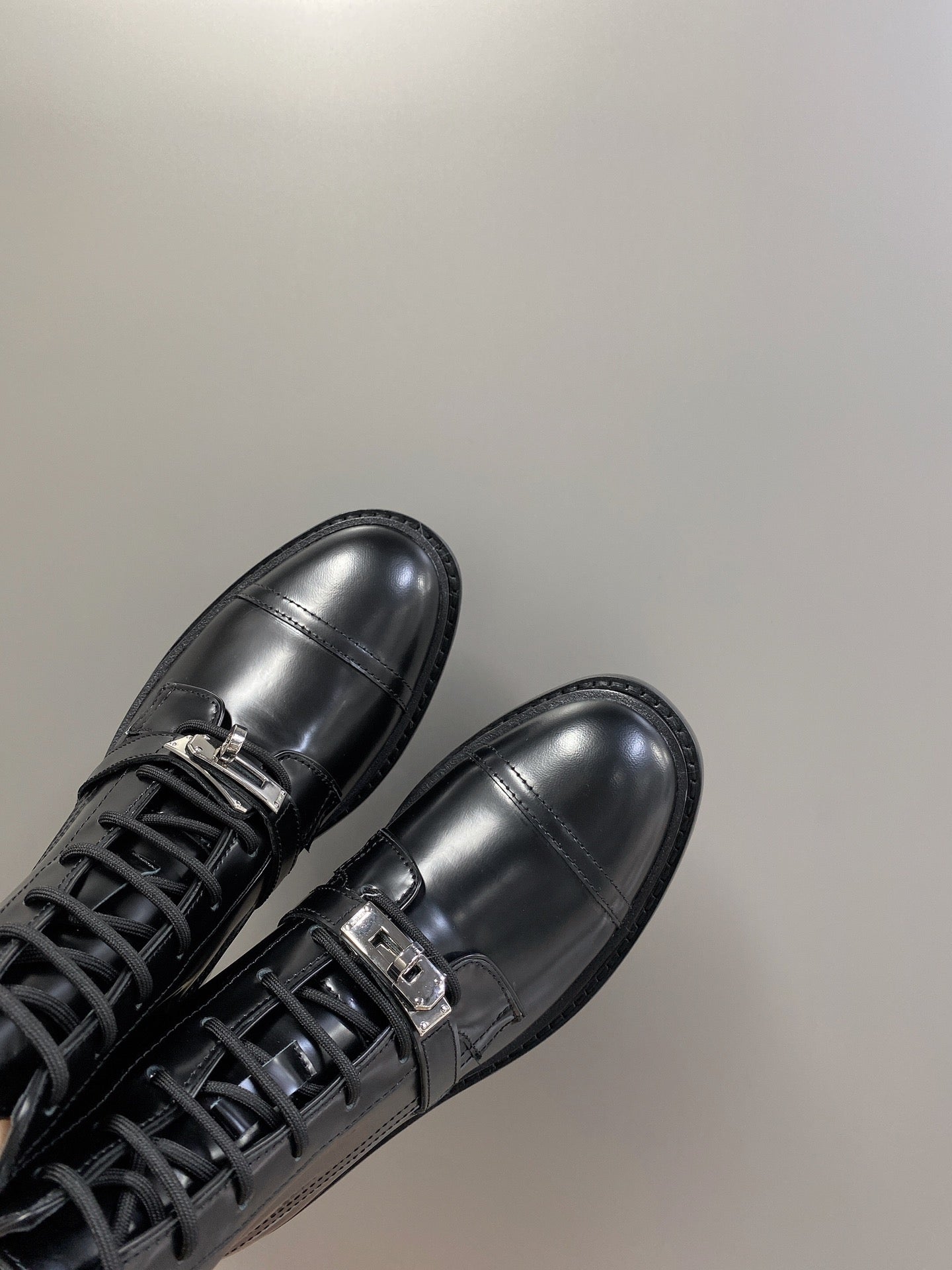 HM 25S FUNK ANKLE BOOT IN BLACK LAMBSKIN WITH SILVER HARDWARE - 35
