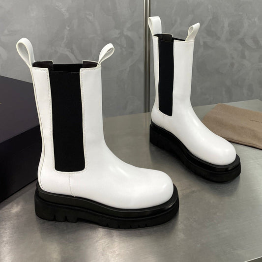 LUG CHELSEA BOOT IN WHITE CALFSKIN - 34